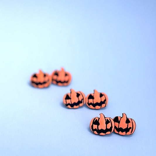 Polymer Clay | Halloween Jack-o’-lantern Studs