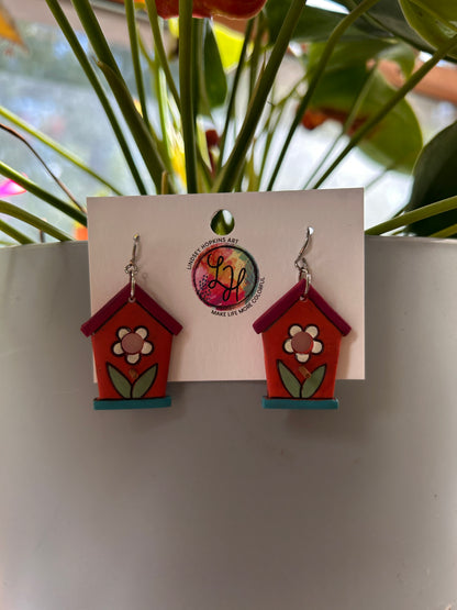 Polymer Clay | Birdhouse Earrings + Necklaces