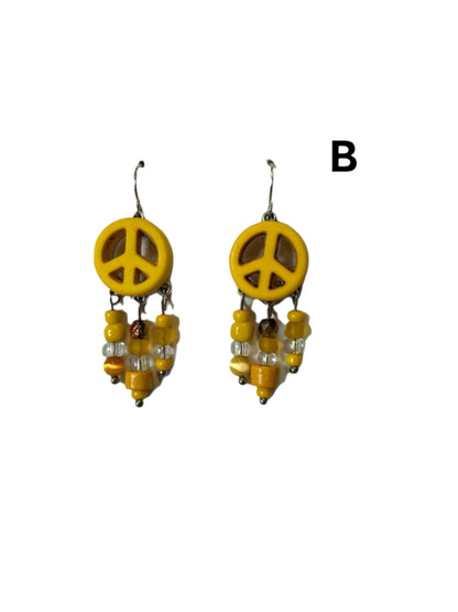 Beaded Peace Sign Earrings