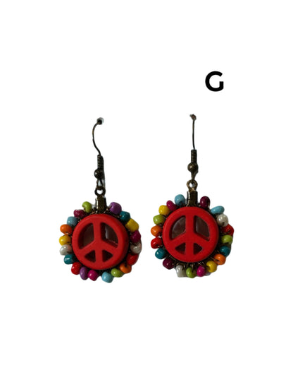 Beaded Peace Sign Earrings