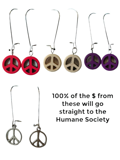 Beaded Peace Sign Earrings