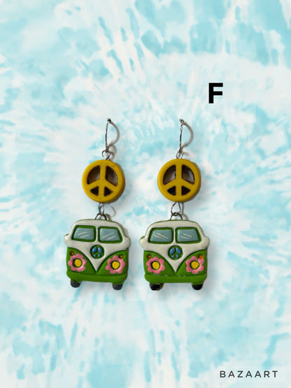Polymer Clay | Hippie Van + Peace Signs