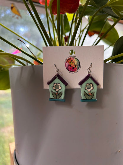 Polymer Clay | Birdhouse Earrings + Necklaces