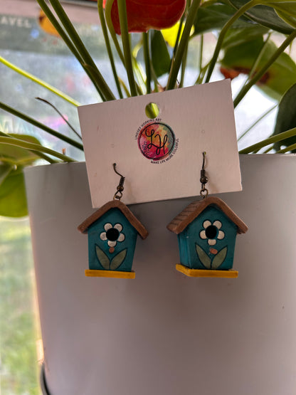 Polymer Clay | Birdhouse Earrings + Necklaces