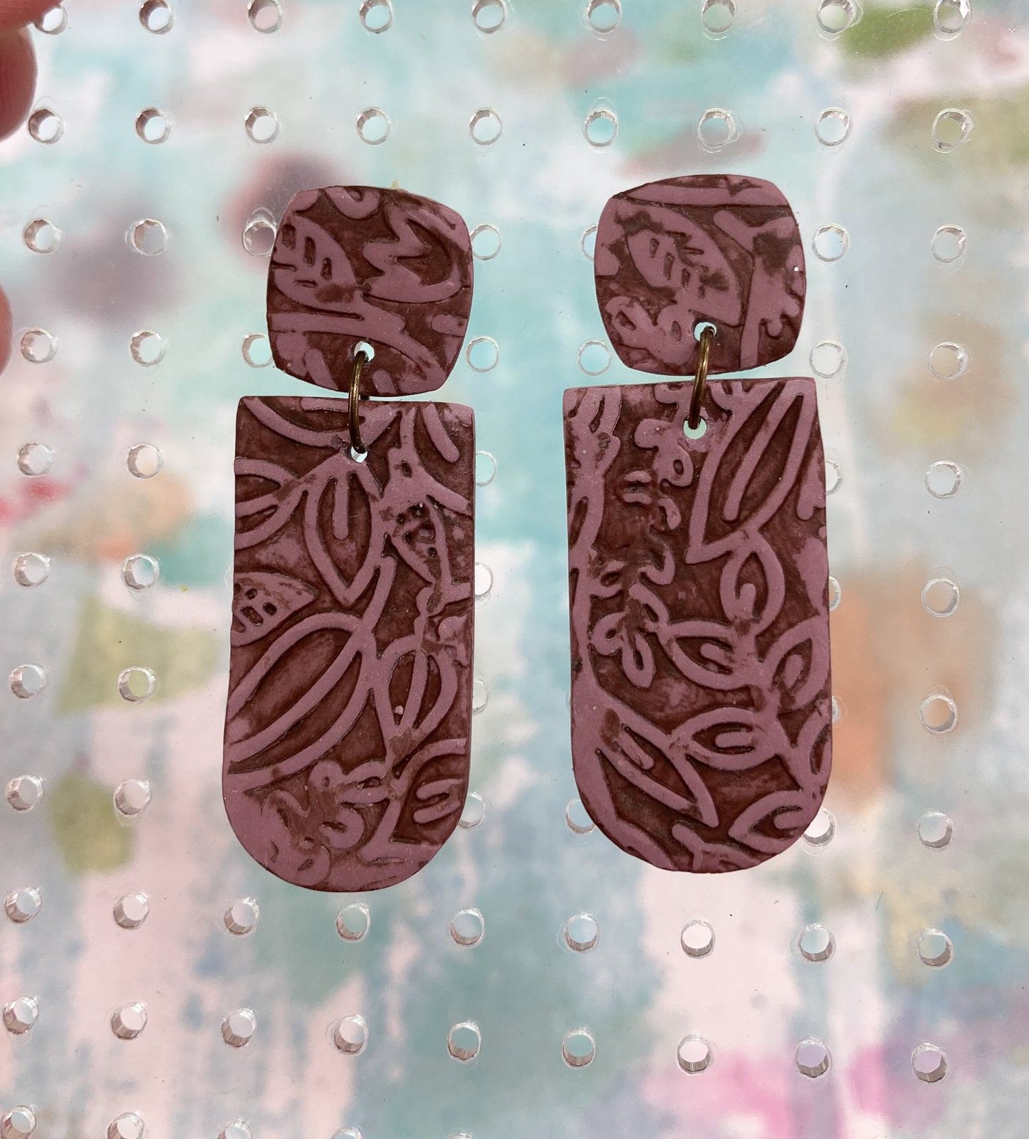 Textured Woodland Clay Earrings